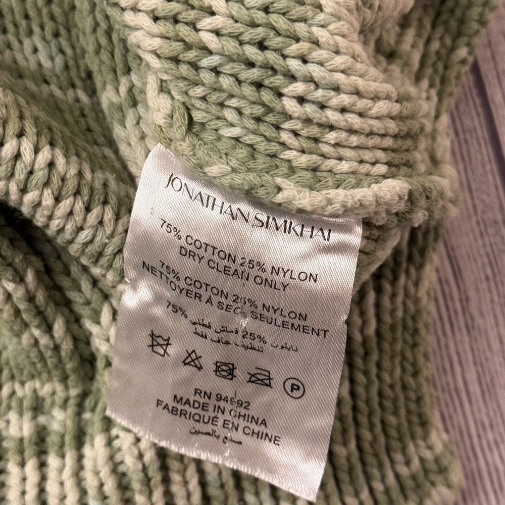 Jonathan Simkhai Berenice Polo Sweater Open Knit V-Neck Green Small Women's - Picture 6 of 7